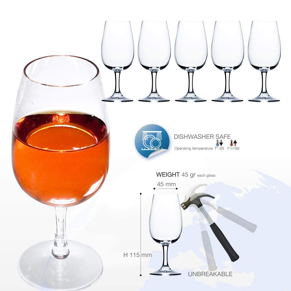 Verkostungsglas INAO aus Kunststoff Tasting Glas Nosing Glas Plastik Transparent 220 cl. Set 6 Stück