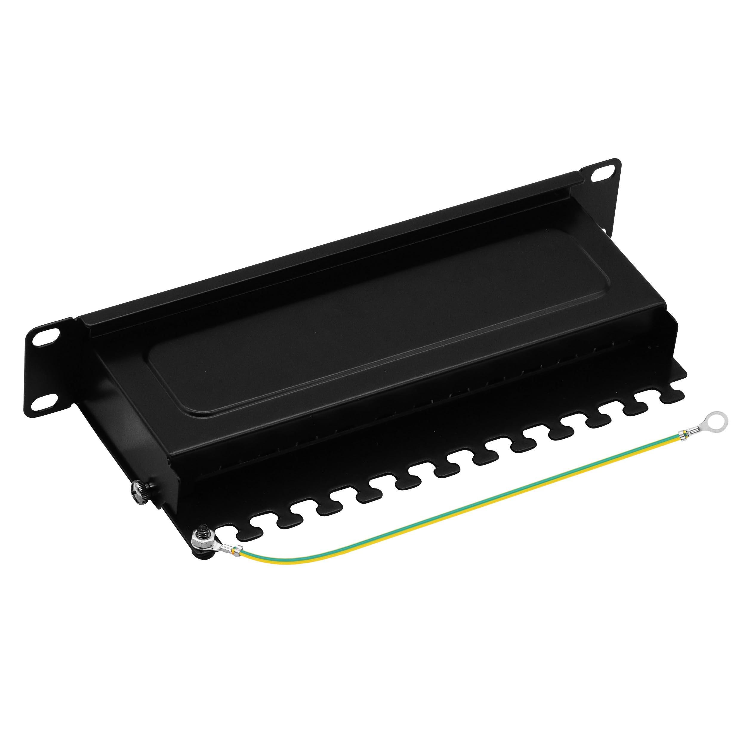 Patchpanel 10 Zoll 12 Port Cat.6 RJ45 geschirmt 1HE schwarz | Verteilerfeld, Rackeinbau, Für cat5e, cat6, cat6a, cat7, cat8, Module