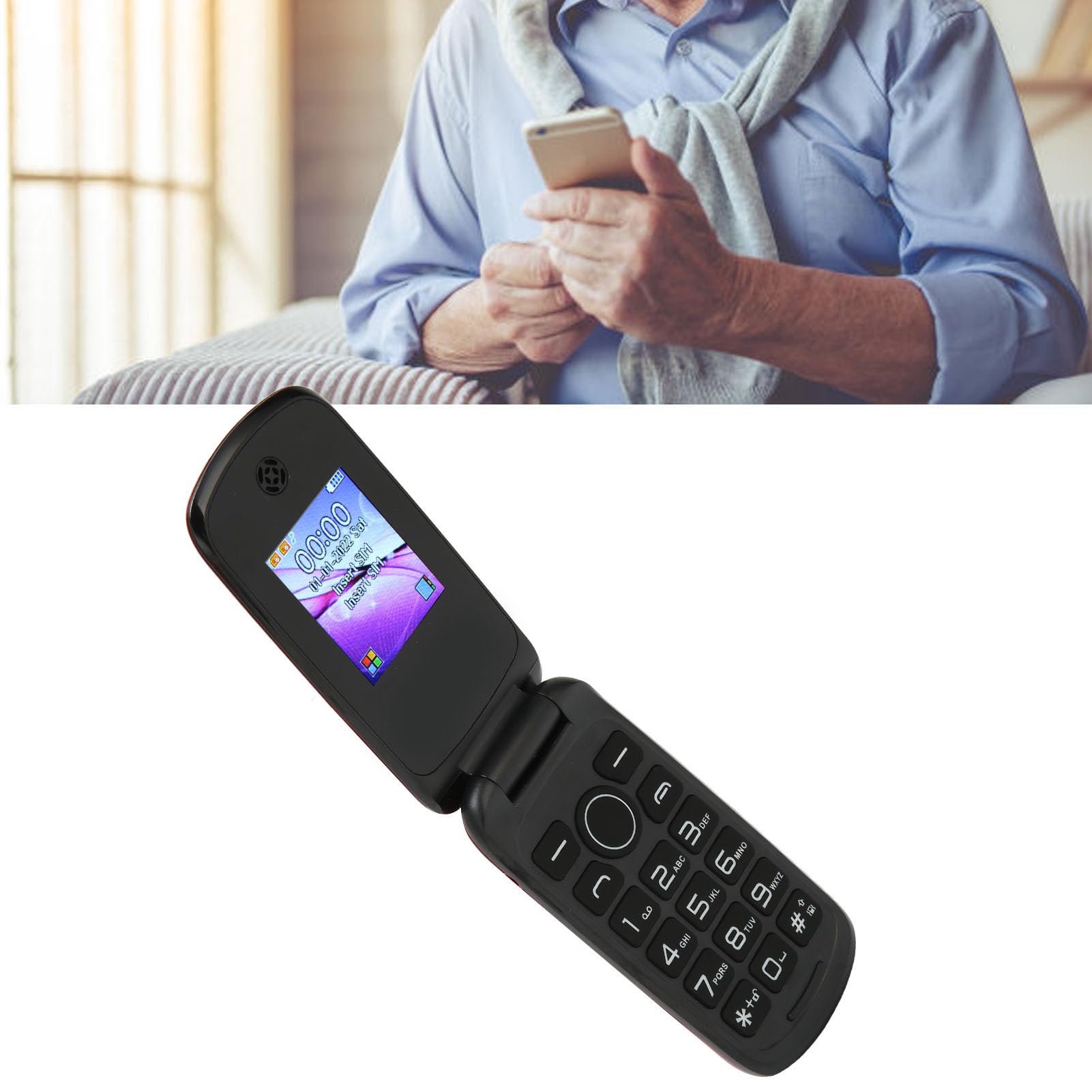 Teléfono Móvil con Tapa Desbloqueado, Teléfono Celular con Tapa para Personas Mayores, gsm Desbloqueado Teléfono Celular con Tapa para Personas Mayores con Botón Grande, Teléfono (Rojo)