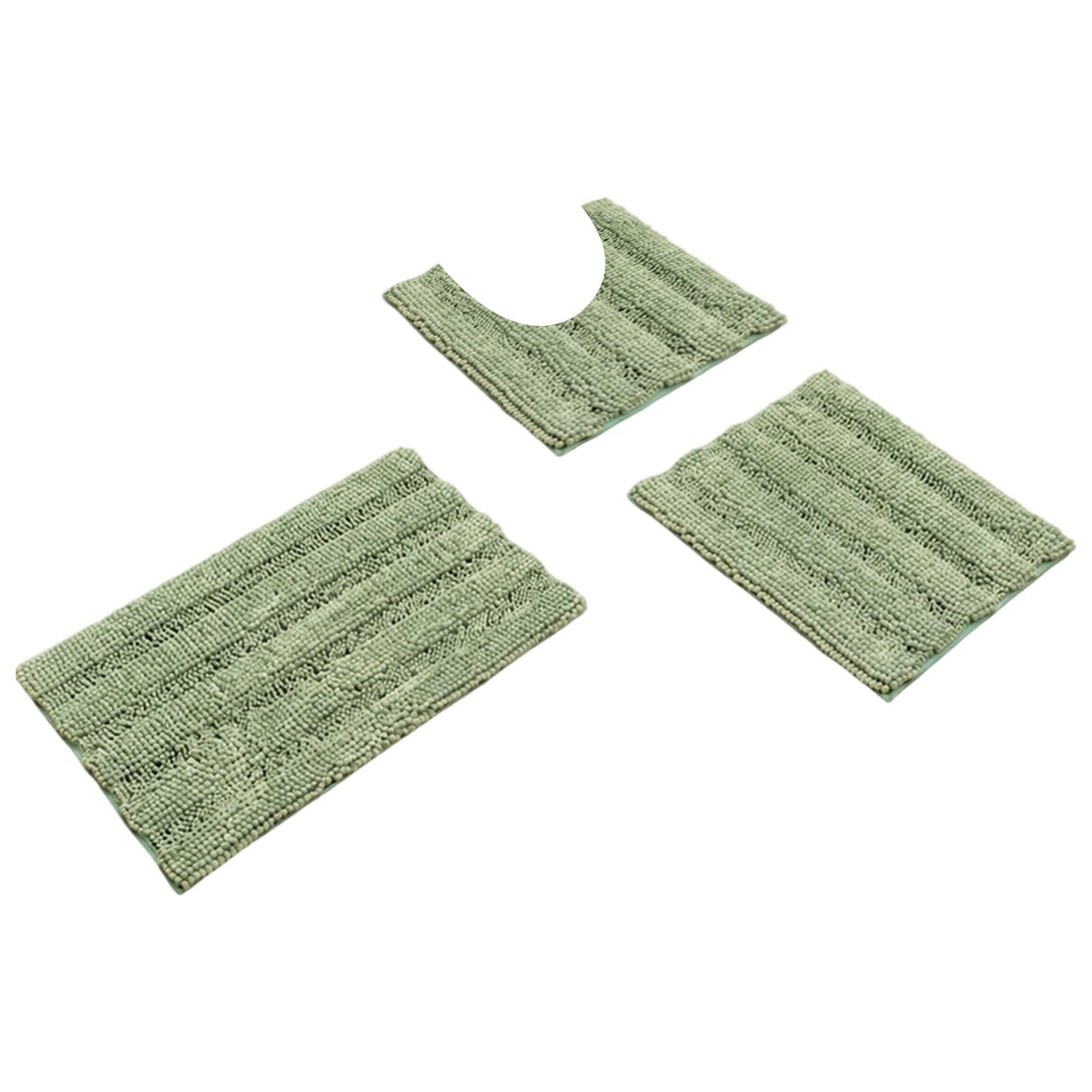 Oxxggkao Chenilles Bath Rugs 3 Pieces Soft Bathroom Floor Mats for Shower Entry Toilet Side and Tub Space Chenilles Rug