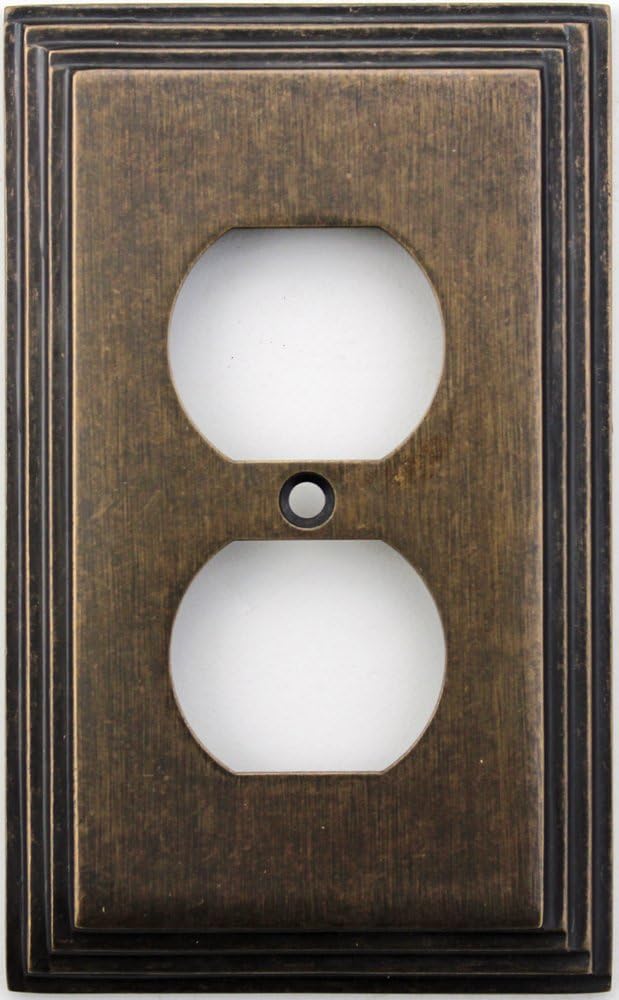 Classic Accents Deco Aged Antique Brass 1 Gang Duplex Outlet Wall Plate