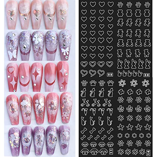 24 Sheets Airbrush Stencils Nail Stickers Butterfly Star Moon Flame Rose Snowflake Bear Rabbit French Nail Decals Printing Template Stencil Tool Guide Diy Nail Designs Nail Art Decorations #TOP5