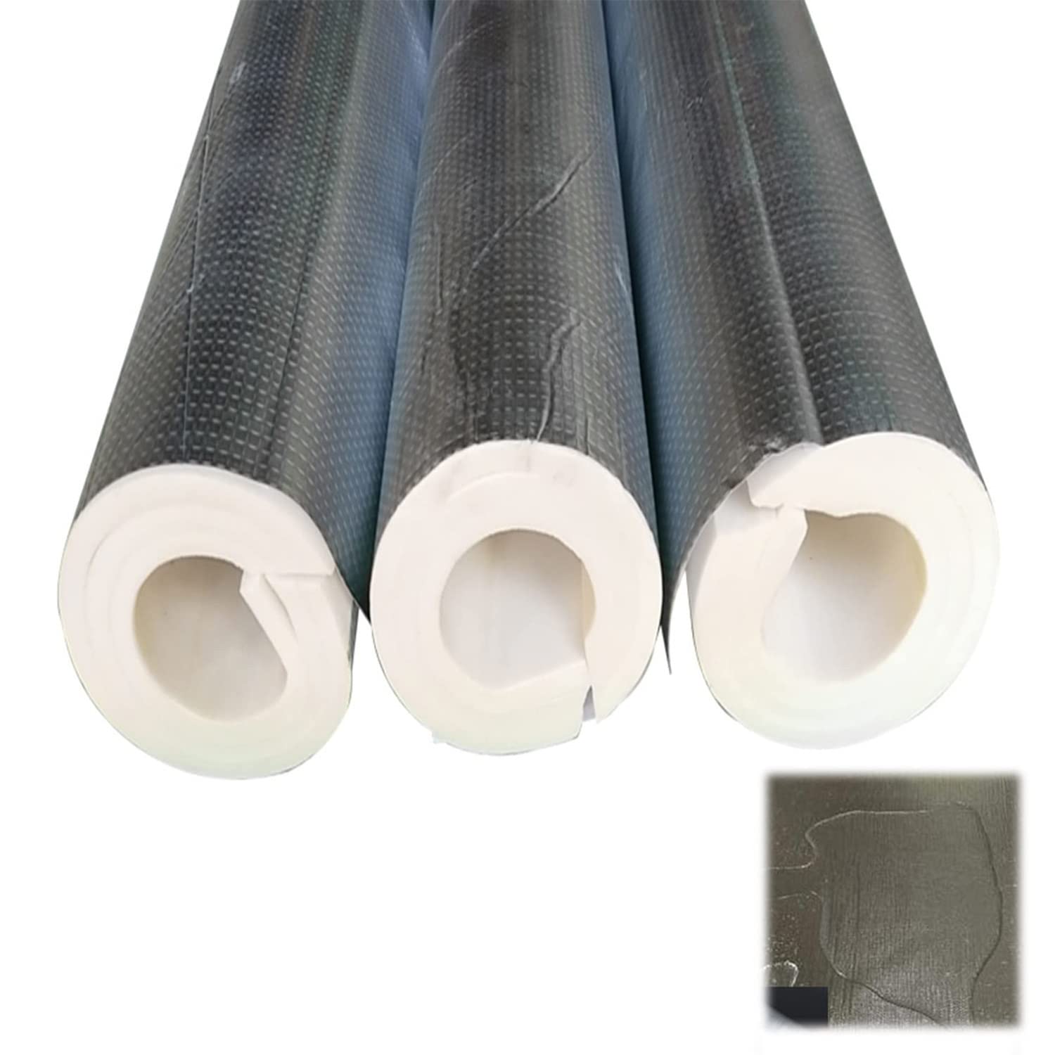 Pipe Insulation， Aluminum Foil Self Adhesive Pre Slit Foam Tube Insulation for Copper Pipe Solar Tubing Multiple Sizes(165MMX30MMX1M)
