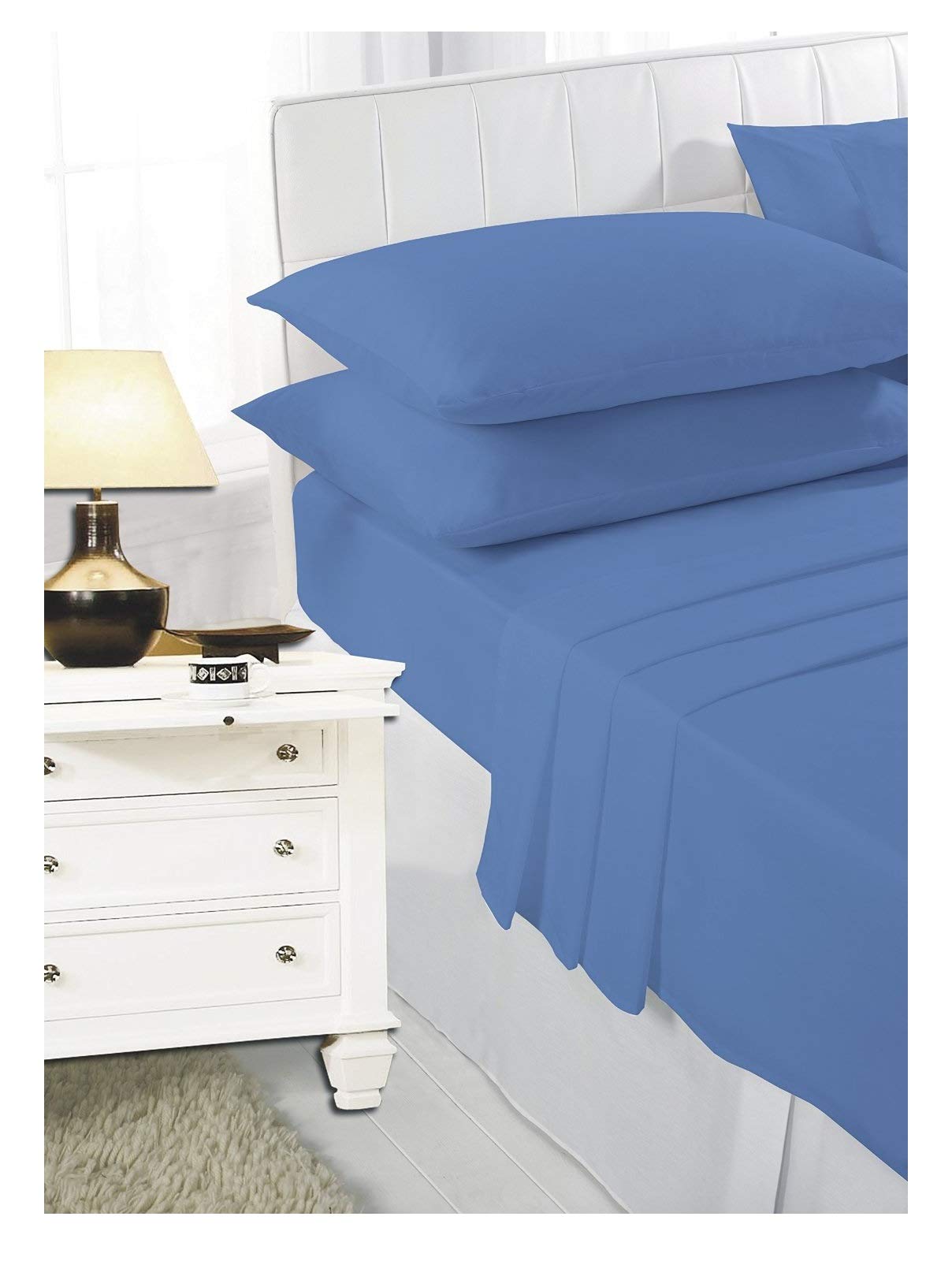 Blue 2ft 6" (76cmx190cm) Percale Bunk Bed Fitted Sheet Caravan Campervan - Small Single Bed
