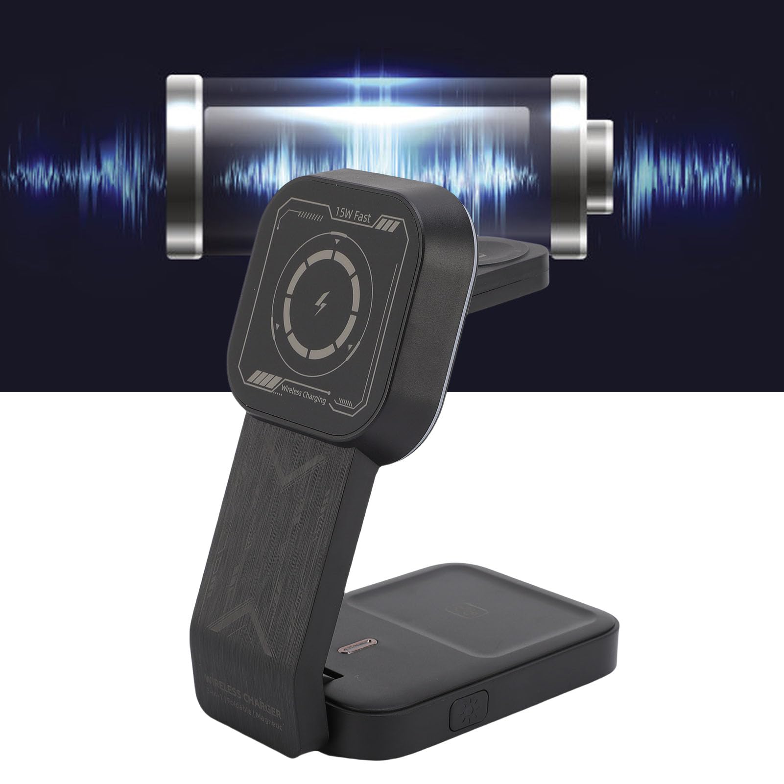 Cryfokt Wireless Charging Dock, 15W Multi-device Charger | Allineamento magnetico, design compatto, per uso in viaggio