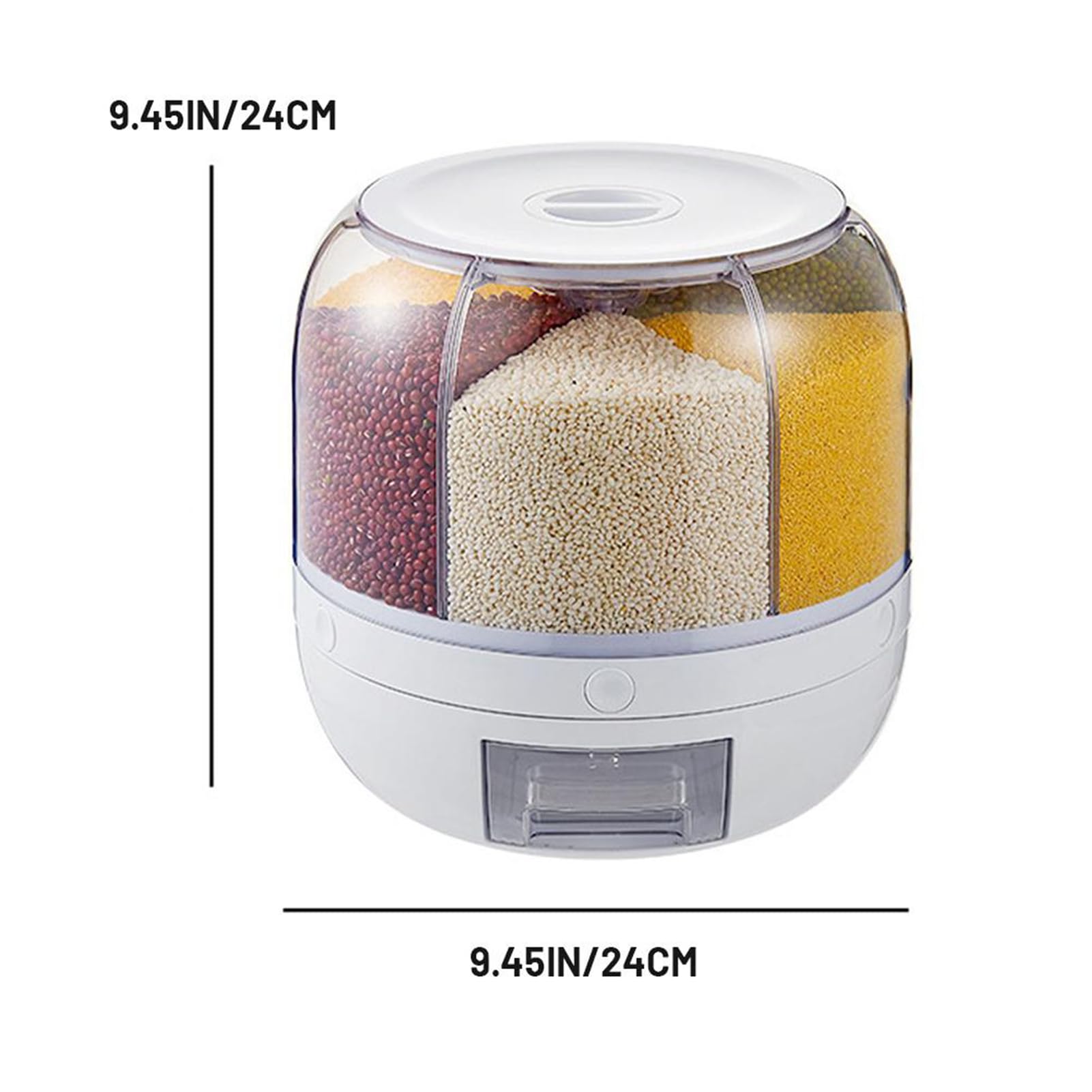 EMUKOEP Scatola per la Conservazione degli Alimenti per Cereali Sigillata e Girevole con Dispenser per Riso a 6 Griglie, Design Salvaspazio, Facile Rimozione del Coperchio Superiore, per