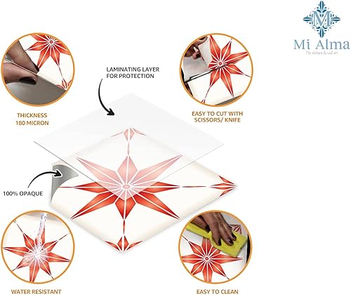 Miniatura 4 de Adhesivos para azulejos Mi Alma, 24 unidades, Talavera, plantillas de pared, calcomanías para despegar y pegar, fácil aplicación, ideal para baño,