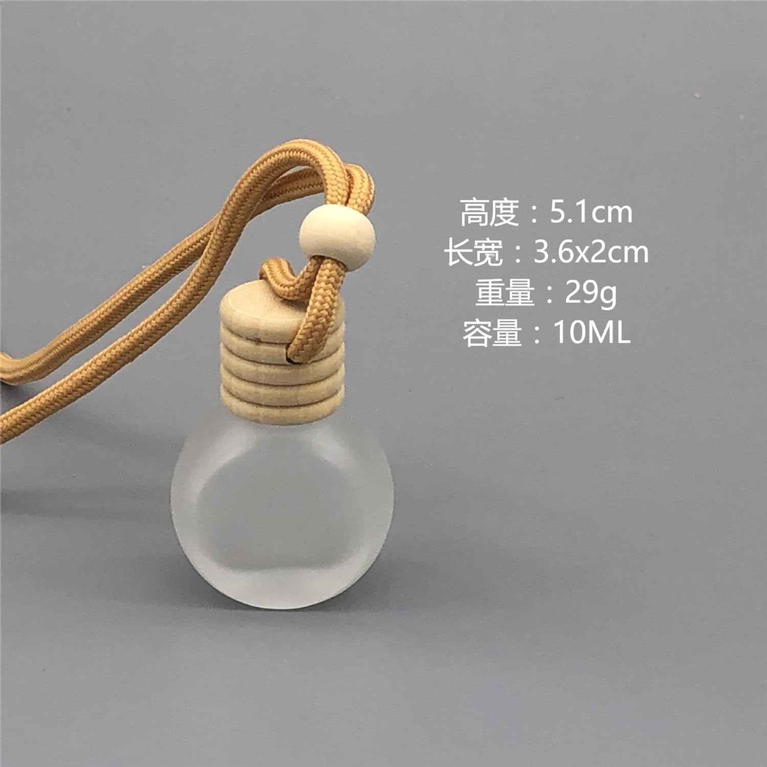 Mini Bottiglie di Profumo da Viaggio, Atomizzatore di Profumo 1pc Mini Bottiglie di Profumo con Coperchio in Legno 10ml Ciondolo Vuoto Auto Profumo Contenitore di Bottiglia di Vetro Smerigliato Portat