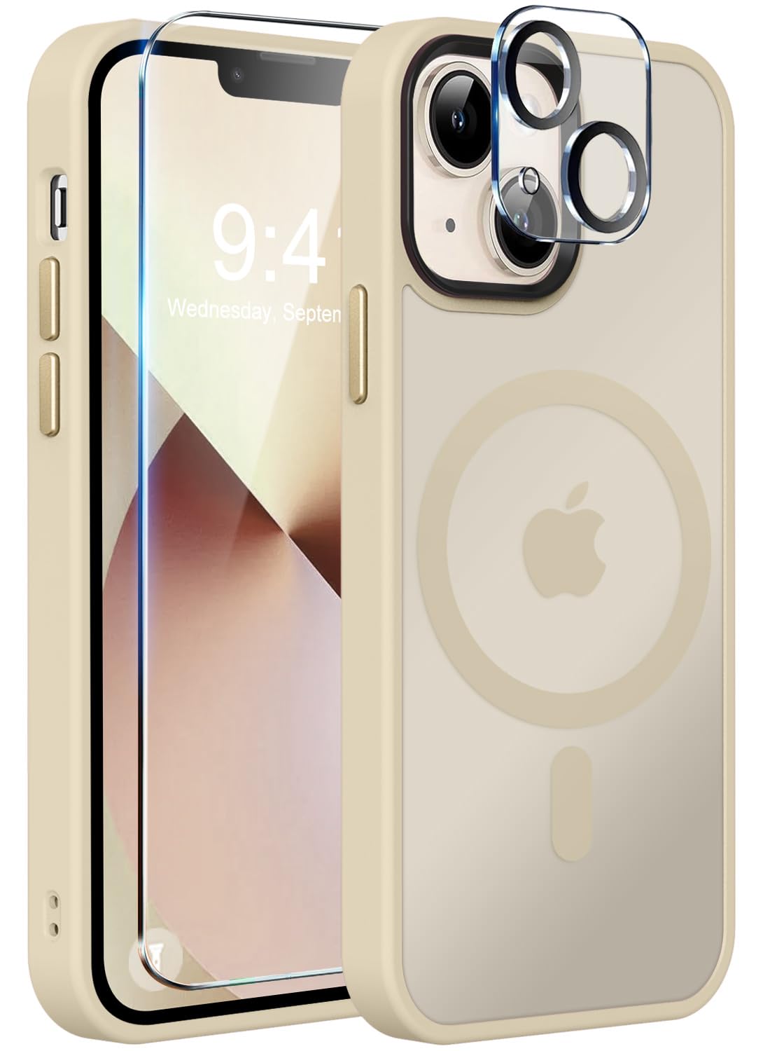 MOCCA Magnetic Shockproof for iPhone 13 Case,Light Gold