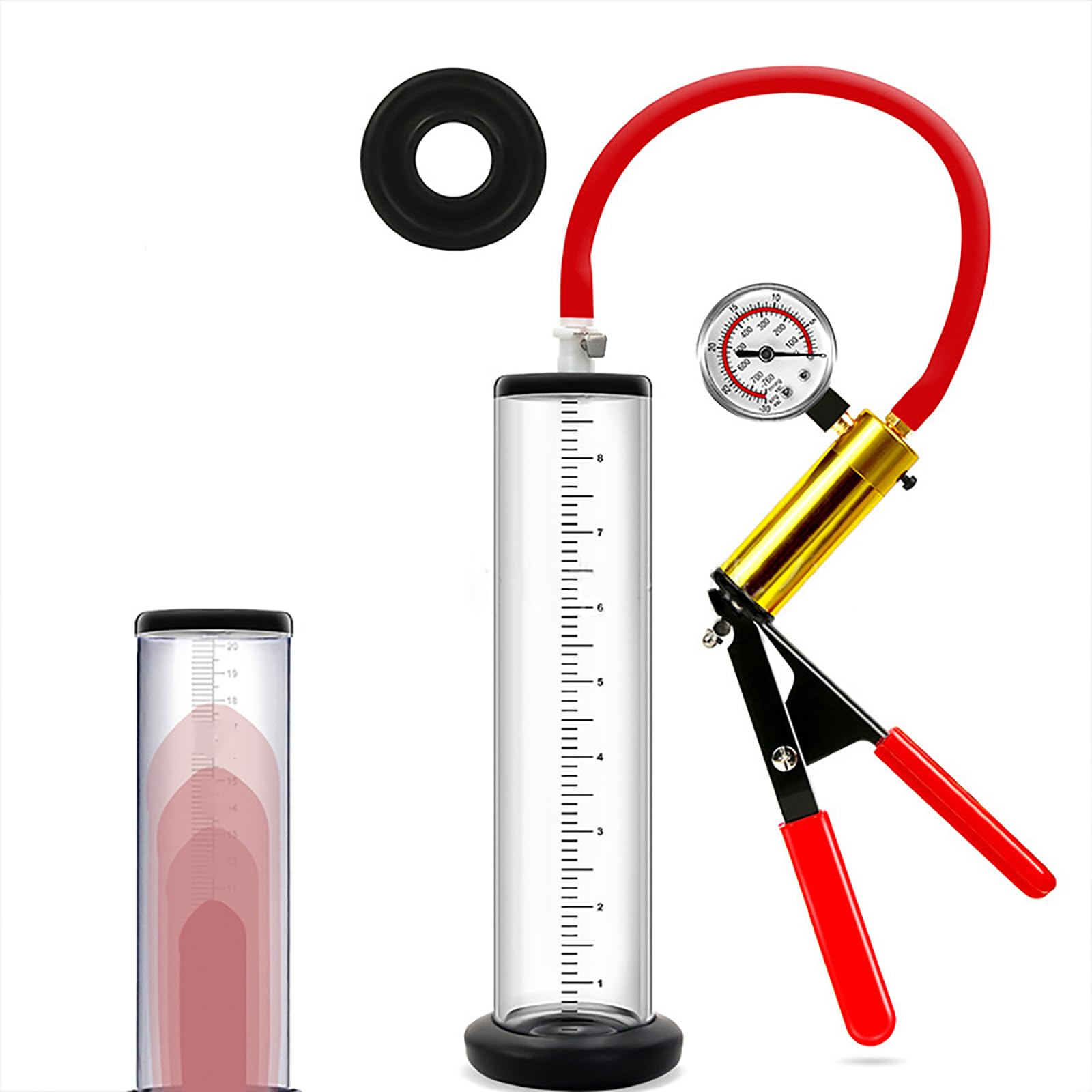 Penispumpe Vakuumpumpe mit Manometer & Scherengriff  Vier Gren fr  Penisverlngerung, Potenzsteigerung, Erektion & Impotenzhilfe, Sexspielzeug  fr Herren  Qiyasex(22.9 4.4cm) : Amazon.de: Drogerie & Krperpflege