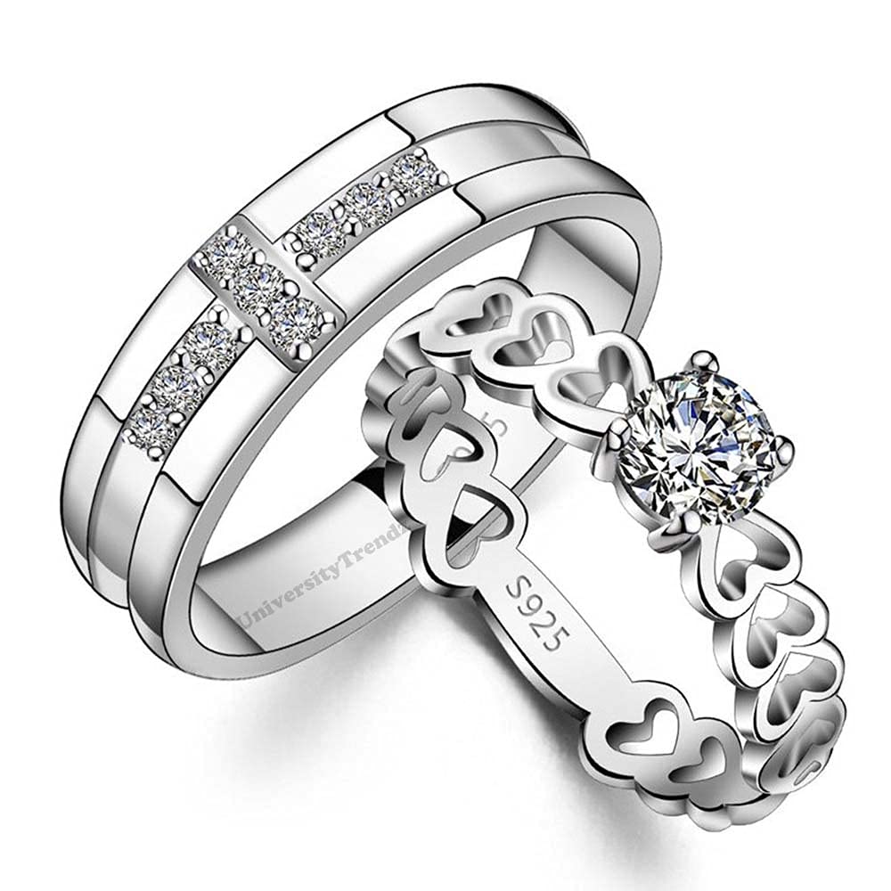 University Trendz Valentine Special Silver Plated CZ Adjustable Couple Finger Ring for Men/Women/Lovers (Pack of 2) (B09HKTQ399) Amazon Price History, Amazon Price Tracker