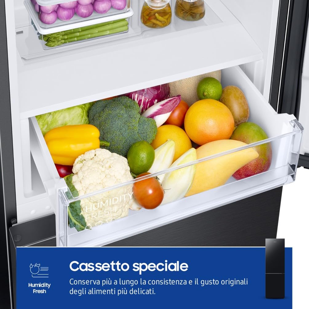 Samsung EcoFlex Frigorifero Combinato RB33B612EBN/EF, Wifi, All-Around Cooling, Space Max, Total No Frost, 344 L, LxAxP: 59,5 x 185,3 x 65,8 cm, New Empire Black