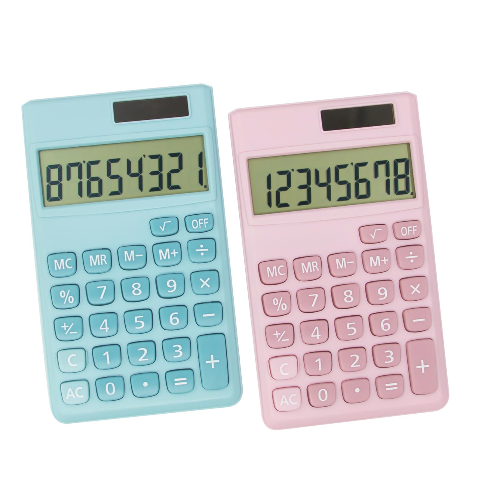 Basic Standard Calculators Small Digital Desktop Calculator with 8-Digit LCD Display, Battery Solar Power Smart Calculator Pocket Size for Kids for