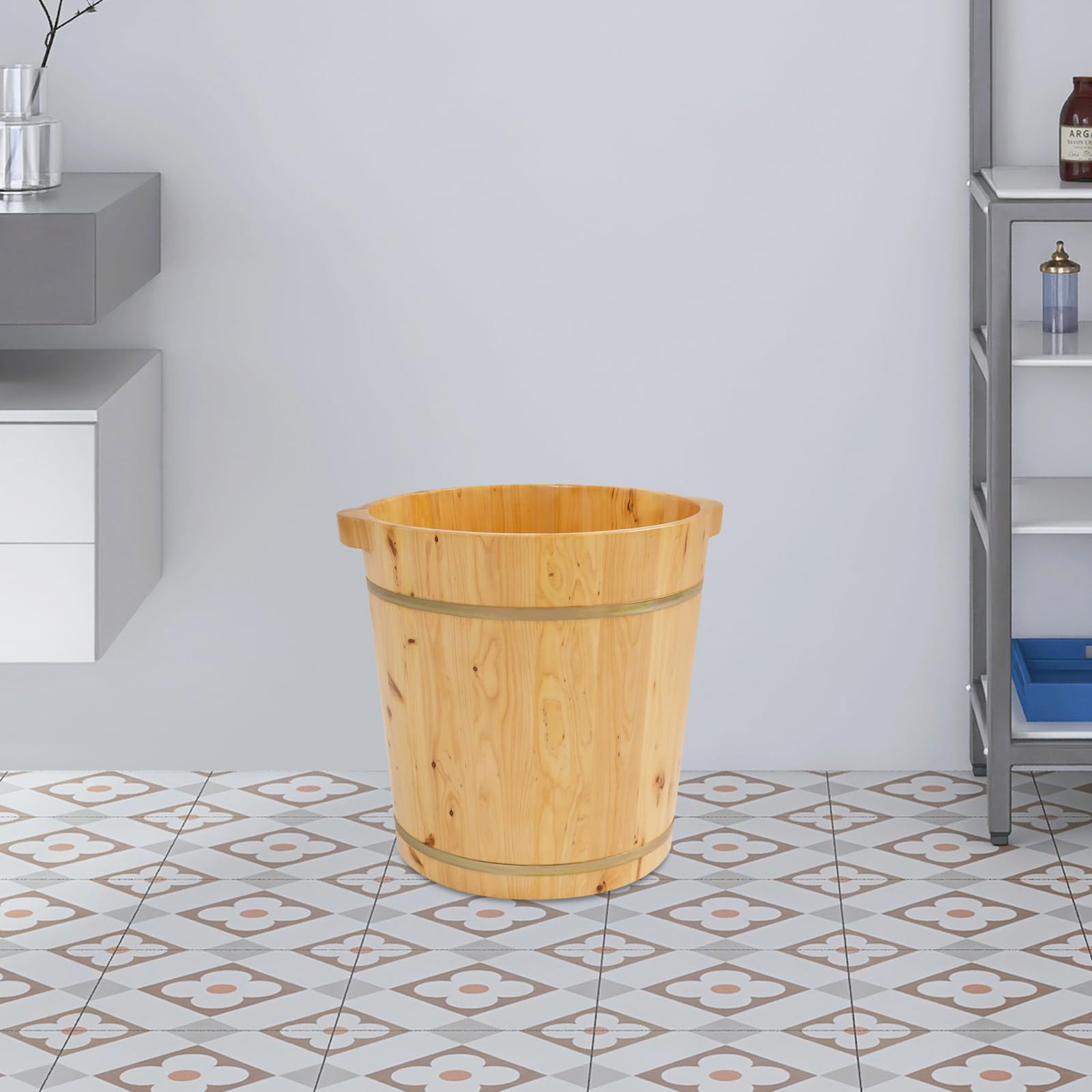 Vasca per piedi in legno, portatile, grande, per pedicure, riutilizzabile, secchio in legno, secchio per pedicure, per famiglie, pedicure e sauna, 36,5 x 40 cm