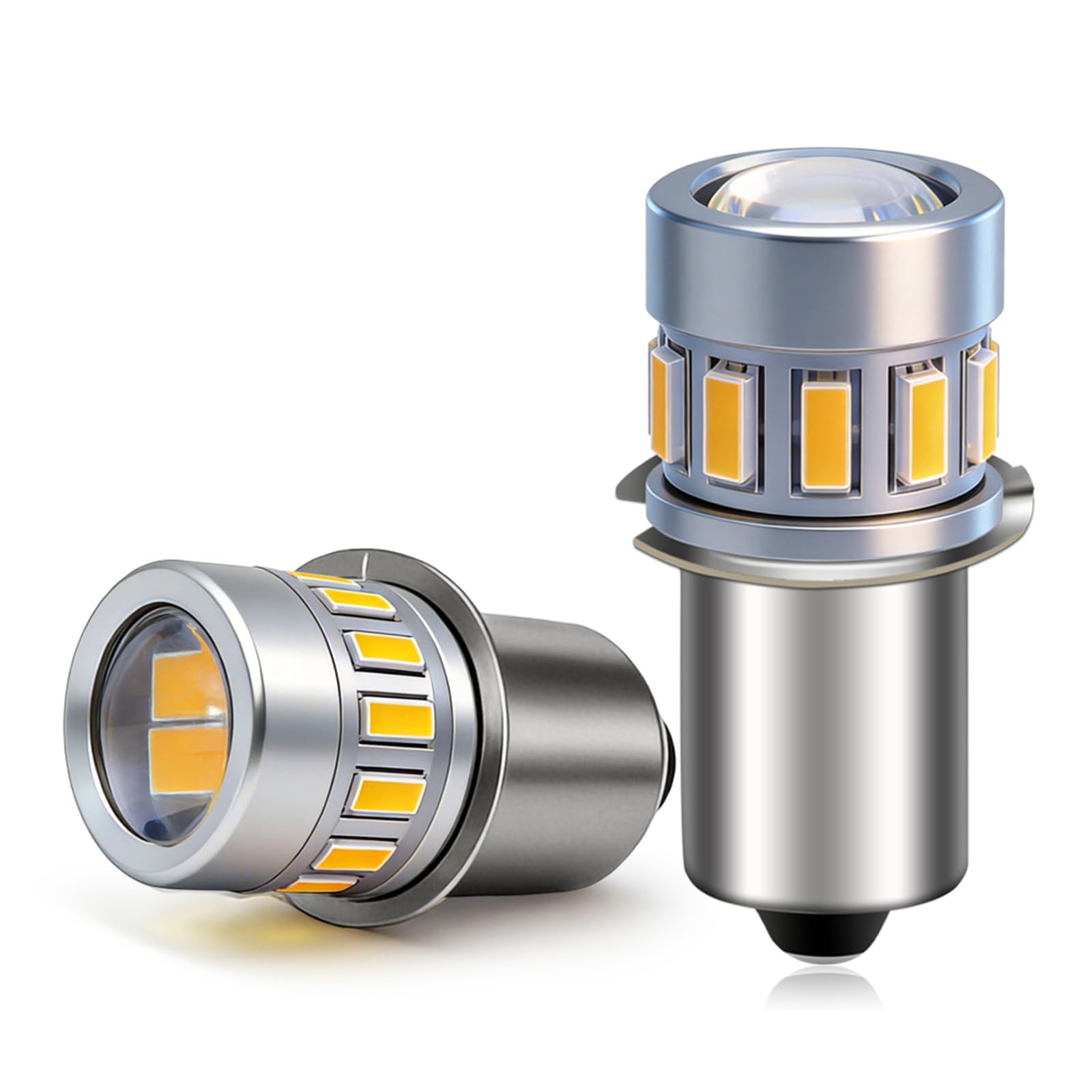 Ruiandsion 2 PCS P13.5S LED Bulb 6-30V Non-Polarity Warm White 1.8W 240LM for Flashlight Work Light