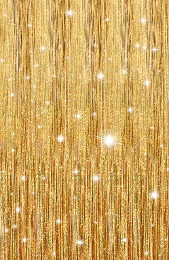 hair tinsel 1 packs 200 strands 48 inch tinsel hair extensions silver heat resistant glitter sparkling shinny fairy hair accessories for women and girls(48 inch) (gloden)