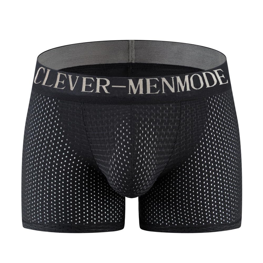 Men's Long Mesh Shorts Padded Sponge Flat Hip Support Breathable Innerwear Black-image-23
