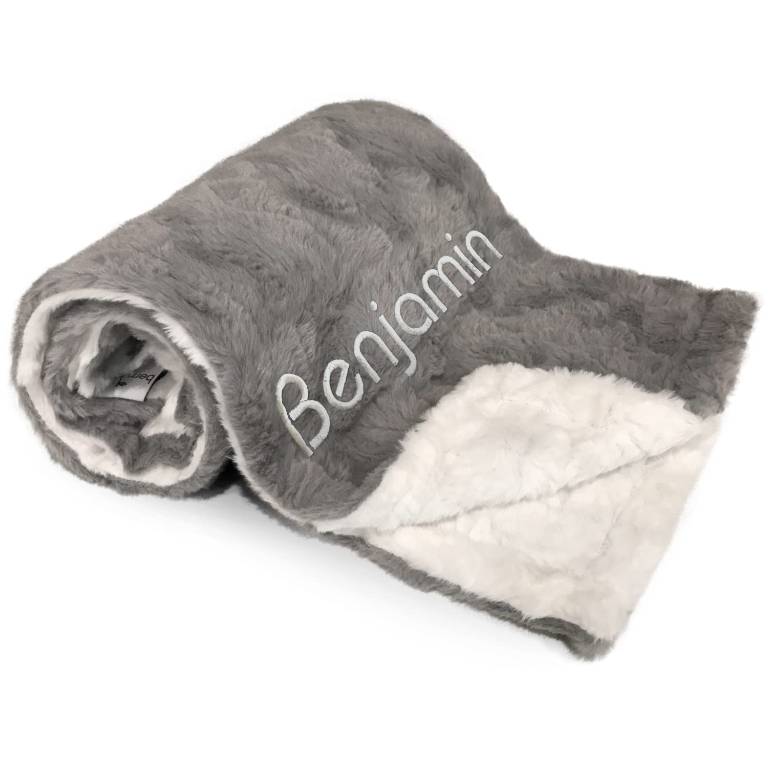 Personalized Baby Blanket - Luxury Faux Fur Receiving Blanket 27x40 Inches