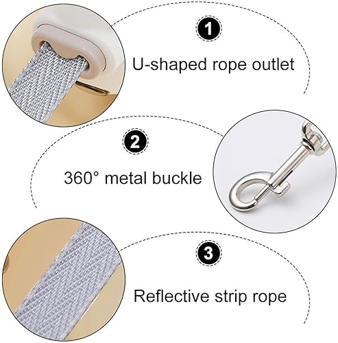 Miniatura 3 de Retractable Dog Lead, Adjustable Automatic Extending Leash with Built-in LED Light & Removable Wrist Strap for Small Medium Cats Dogs Walking