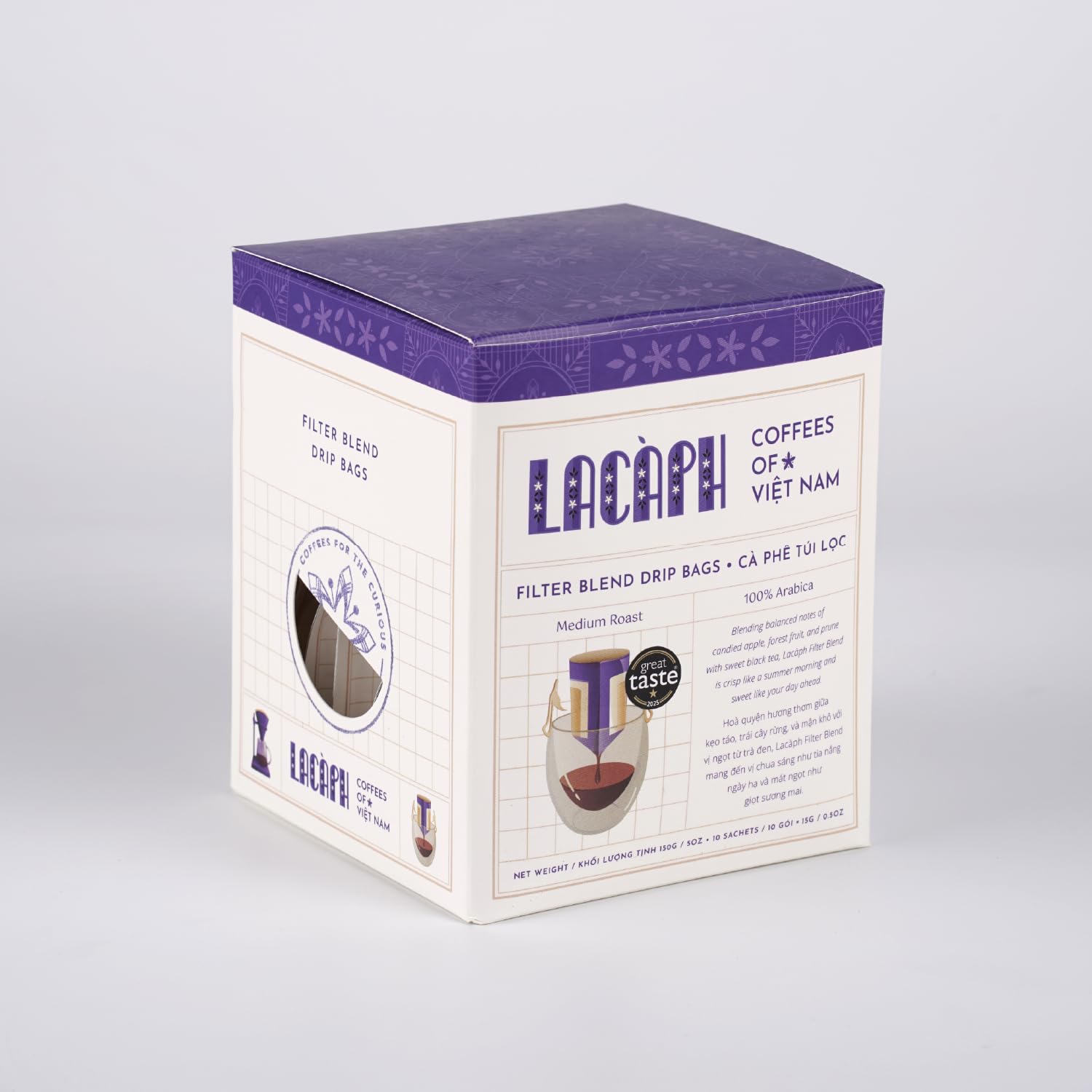 LACÀPH FILTER BLEND DRIP BAGS - 100% Arabica Single Serve Pour Over Vietnamese Coffee Drip Bag | Travel Friendly | Convenient Coffee for Camping