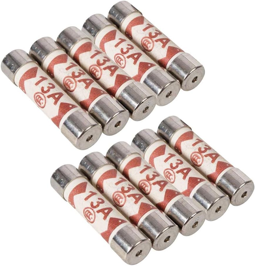 Versa-Mart 13A BS1362 Ceramic Fuse 6x25mm Cartridge Fast Blow Tube - 10 Pcs for Power Strip Experiment Circuit Appliance Repair