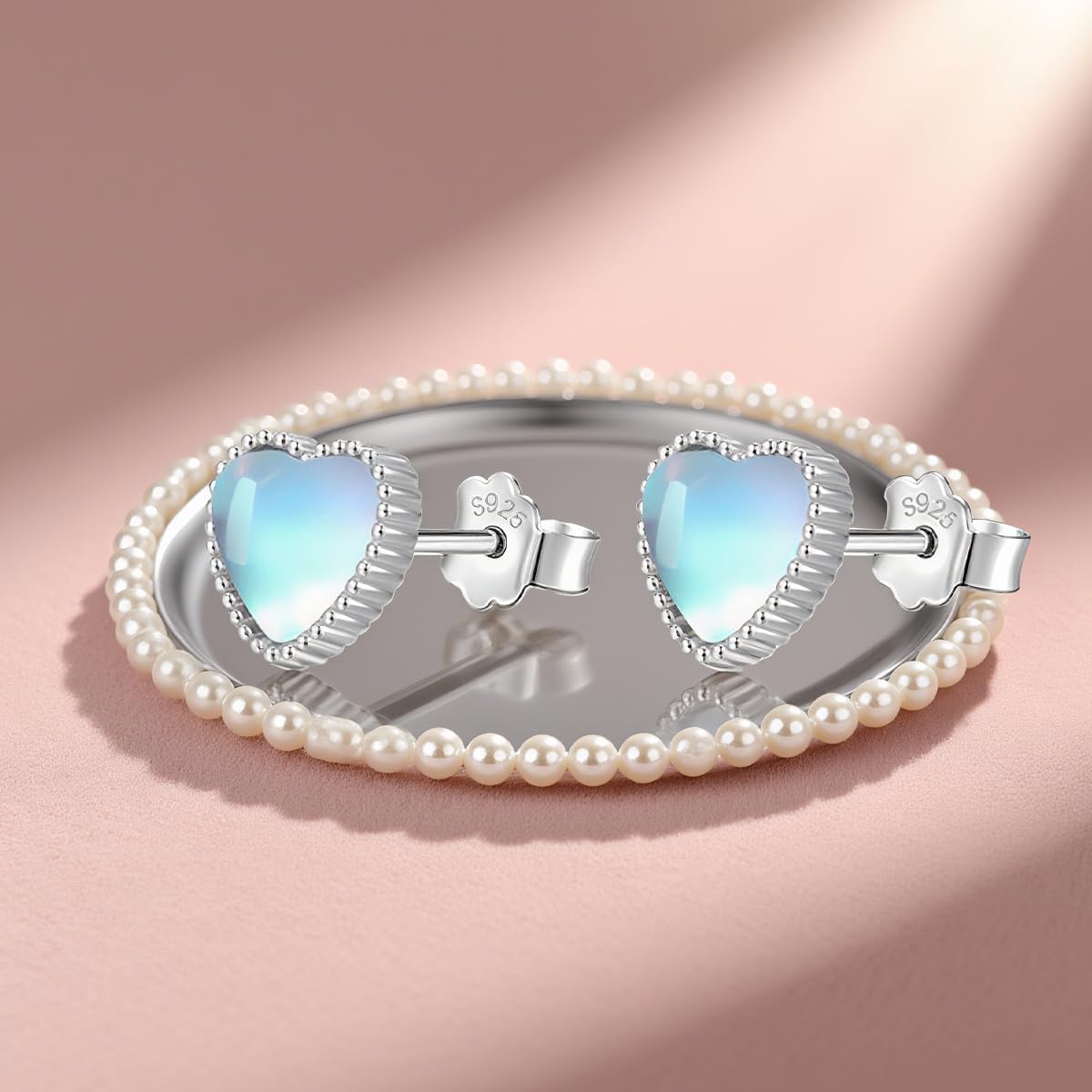 Prismata Moonstone/Opal/Turquoise Earrings Stud for Women 925 Sterling Silver Moonstone/Opal/Turquoise Stud Earrings Trendy Jewelry Gifts for Women Mom Her