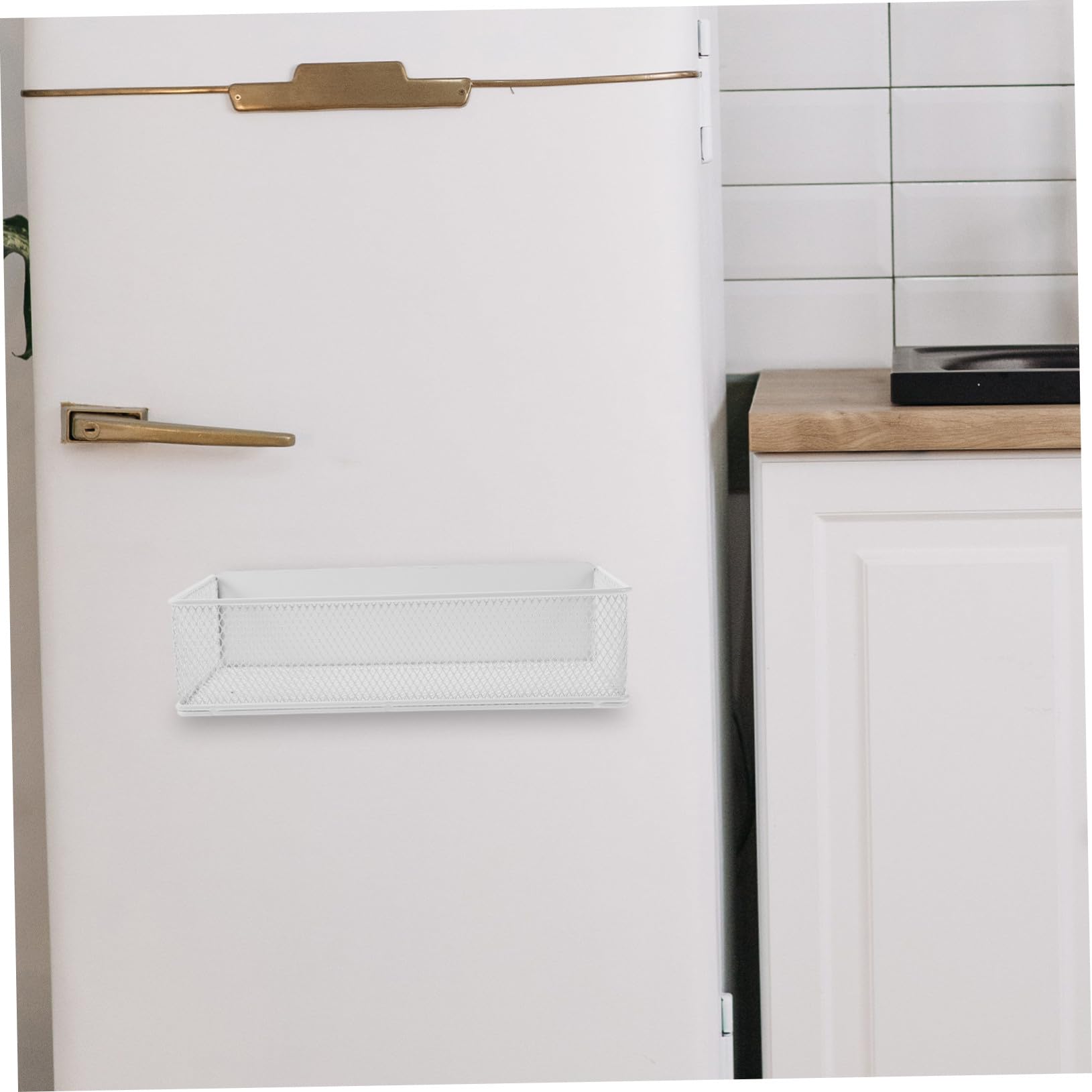 Estante Magnético para Nevera de Hierro Resistente Cesta Multiusos para Cocina y Baño Diseño de Malla Fina Antiagua Soporte para Especias y Botellas Almacenamiento Lateral