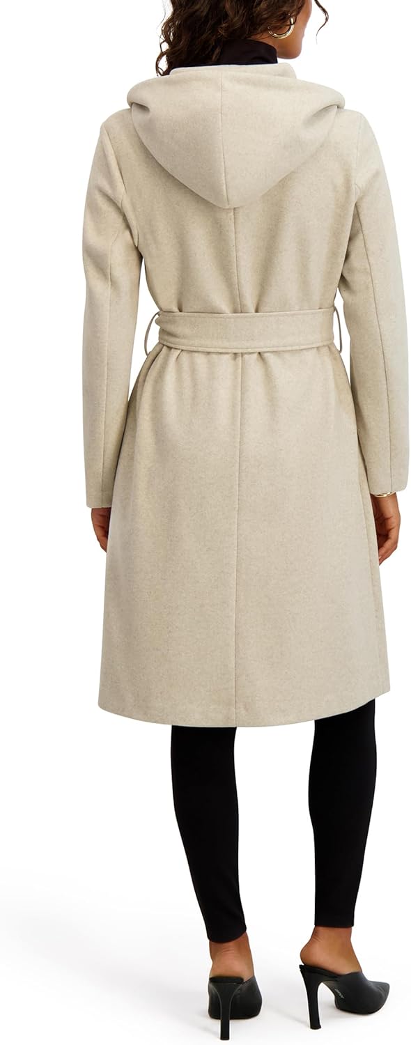 kensie Women's Outerwear Knit Faux Wool Jacket With Belted Waist - Image 4