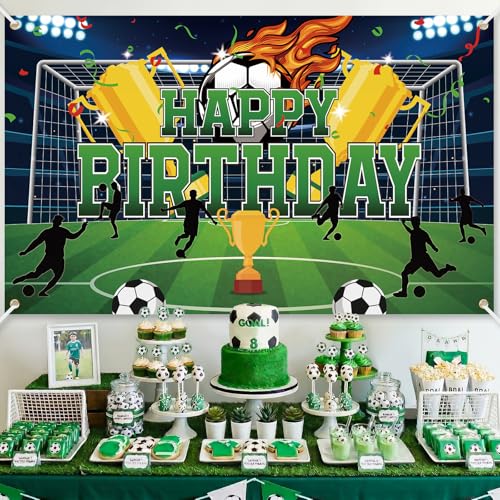 Telón de fondo para fiesta de cumpleaños de fútbol 72.8 x 43.3 in miniatura 5
