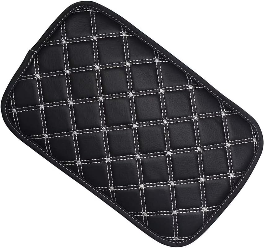 Veesha Car Center Console Armrest Pad Cover Cushion, Car Interior Soft Armrest Cover Compatible With Sonata Transform - 7D Black White Check