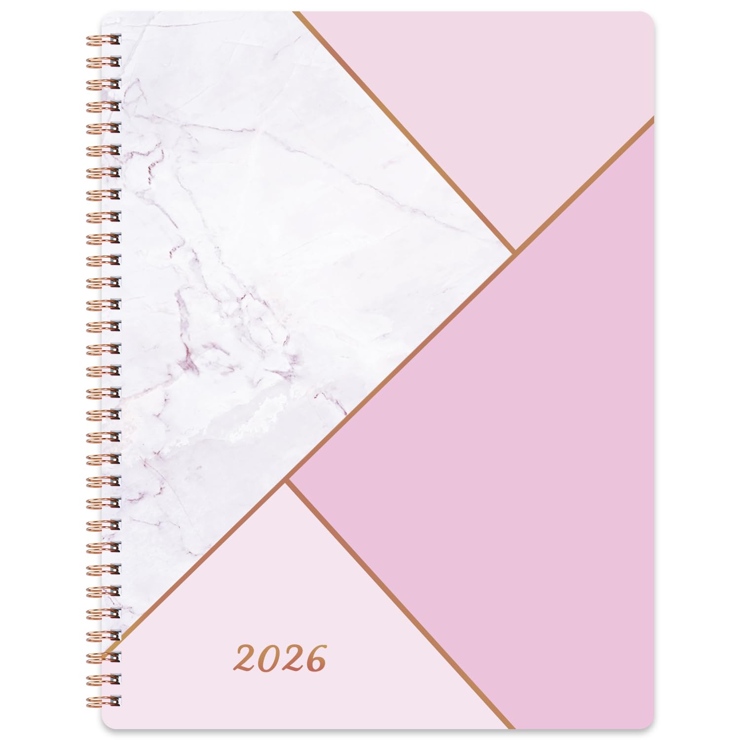 2026 Planner - Jan. 2026 - Dec. 2026, 8" x 10", 2026 Planner Weekly and Monthly with Tabs, Planners 2026, Twin-Wire Binding - Pink Marble