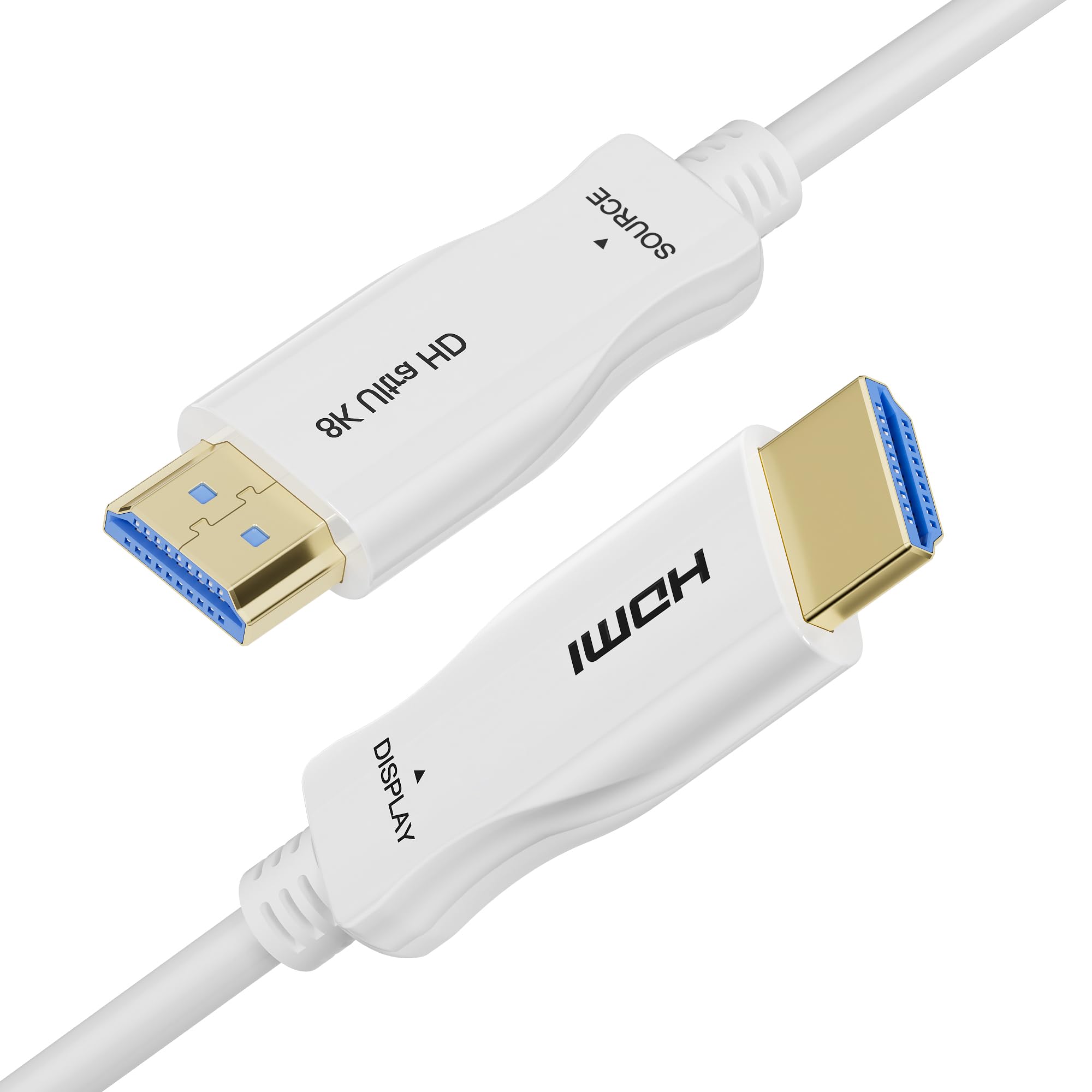 Cavo HDMI 8 K in fibra ottica 6 metri – 48 Gbps ad alta velocità HDMI 8 K @60 Hz 4 K @120 Hz HDR10 eARC 3D HDCP 2.3 compatibile con laptop, compatibile con HDTV, monitor, proiettore – bianco