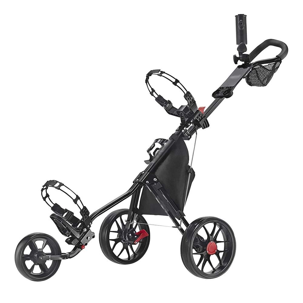 BZLLW Golf Push Cart,Golf Trolley,3 Wheel Golf Push Cart-Super Lite Deluxe,Lightweight,Easy to Fold Caddy Cart Pushcart,for Golf Lovers