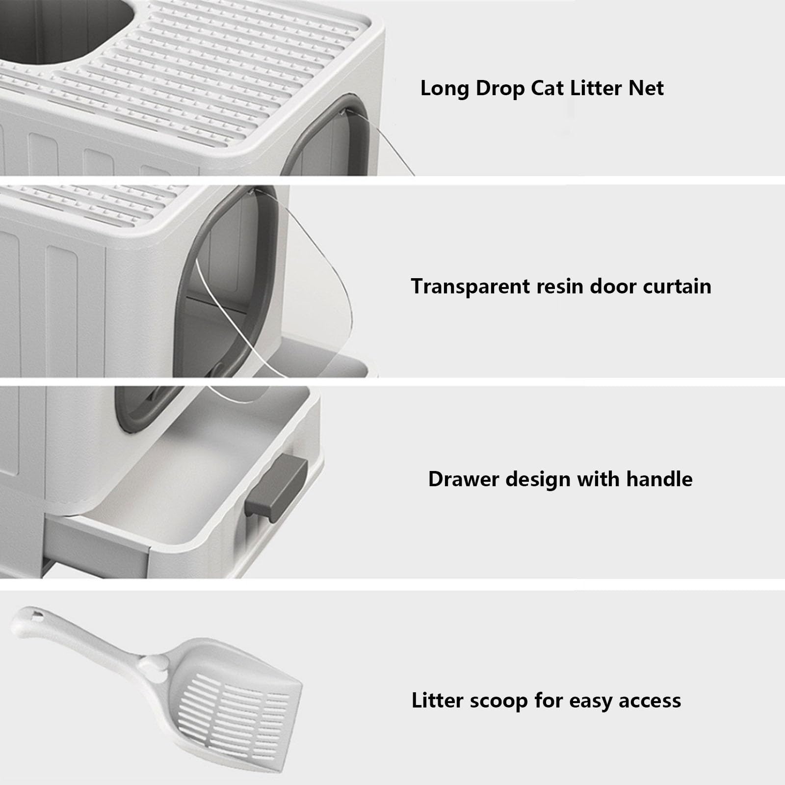 Lettiera per Gatti Lettiera for gatti, toilette for gatti completamente chiusa con porta, grande toilette for gatti con ingresso dall'alto e paletta, anti-schizzi, lettiere for gatti, forniture for an