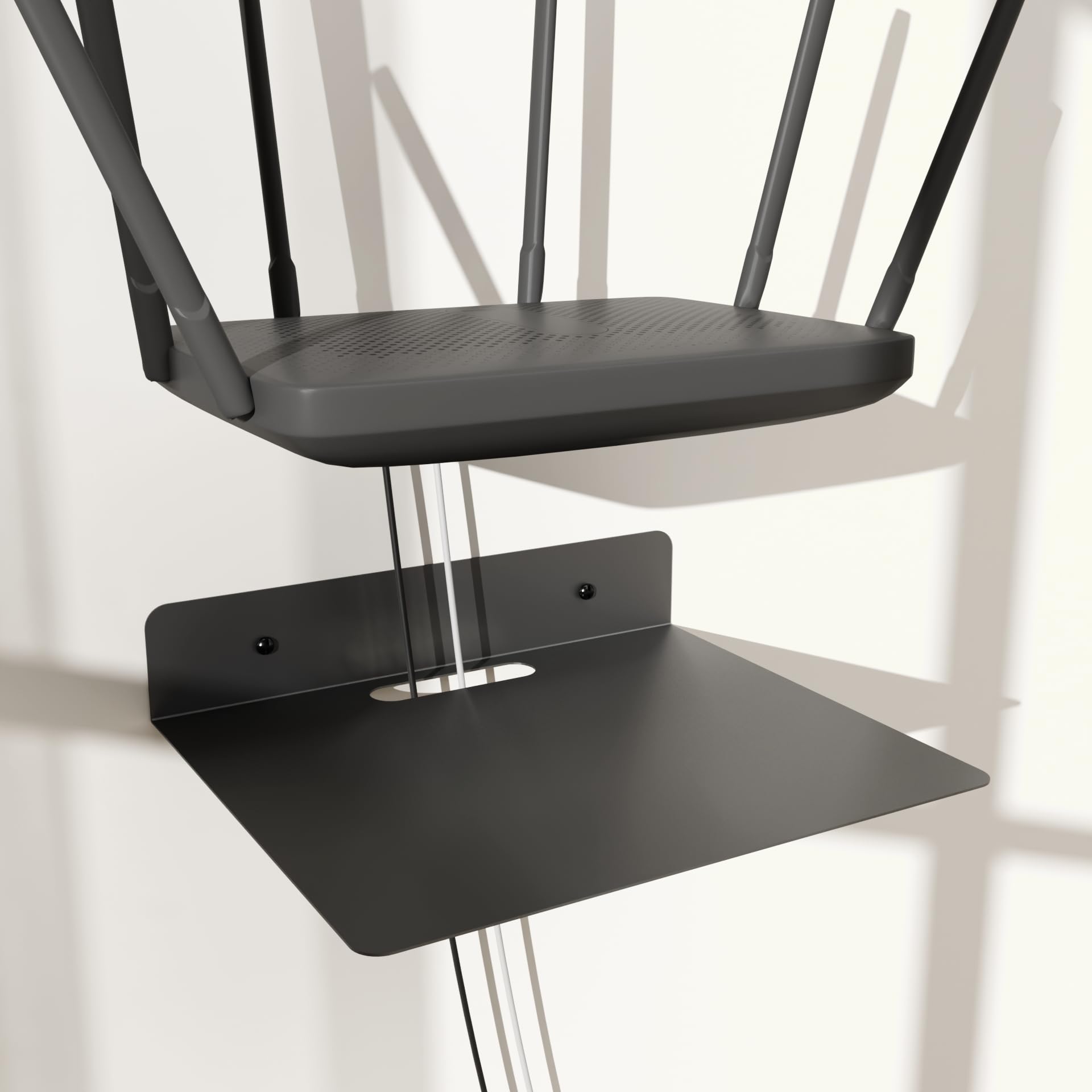 PzewMo Floating Metal Wall Mount Shelf,Shelf for Projector,TV Cable Box,Router,Speaker,Sound Bar,Camera,Gaming,Decor Display (Black, 10.2" x 8.7")