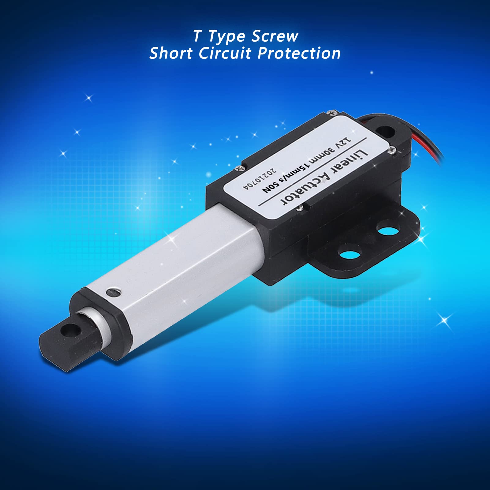 2 szt. Szybki Siłownik Liniowy, DC 12 V, Skok 30 Mm, śruba T, Mini Elektryczny Siłownik Liniowy z Niskim Poziomem Hałasu, Zabezpieczenie Przed Zwarciem do Maszyn Przemysłowych i