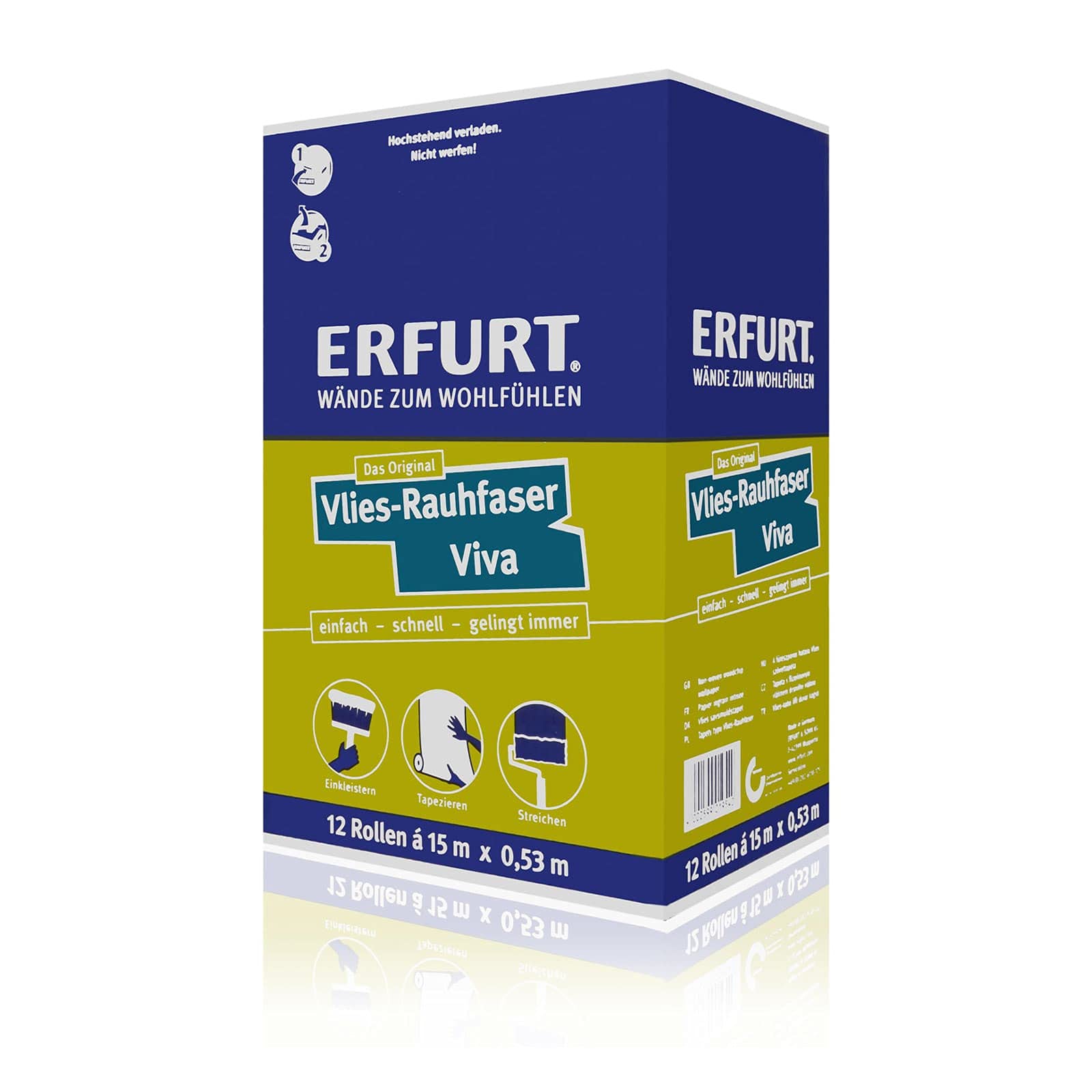 Erfurt Vlies-Rauhfaser Viva 15X0.53 DIY Vlies Rauhfasertapete 12 Rollen 1000658