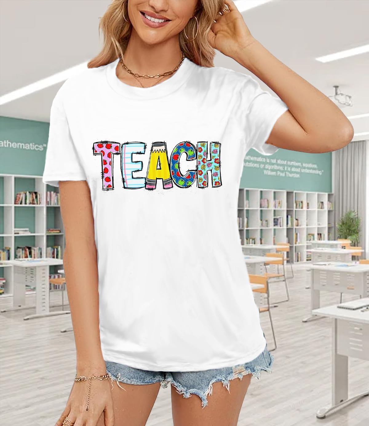 Teacher Shirts for Women Teach Teaching Tshirt Teacher Life Tee Tops - Image 2