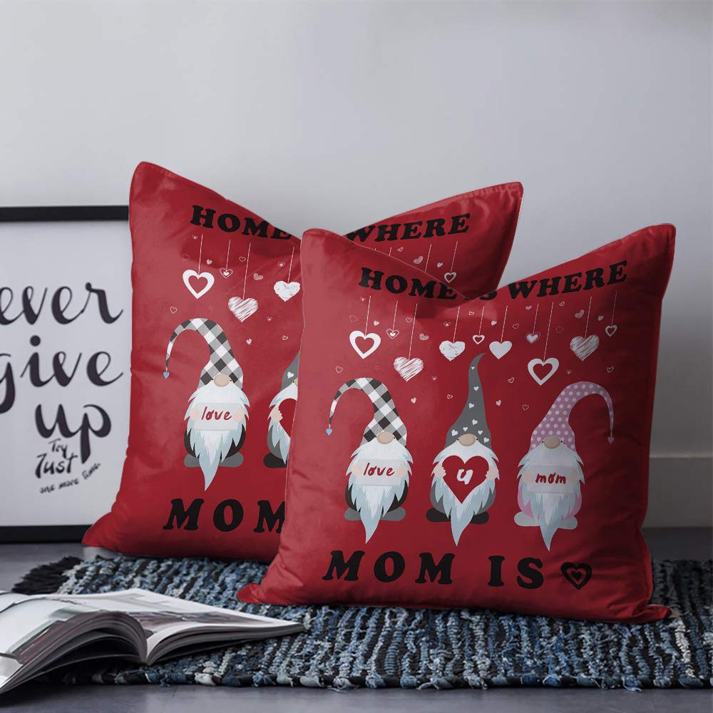 COLOFALLA Cadeau Maman Housse de Coussin pour Anniversaire Maman Taie Oreiller Motif Double Face Taie Décorative Cadeau pour Fête des Mères Noël 45 x 45 cm