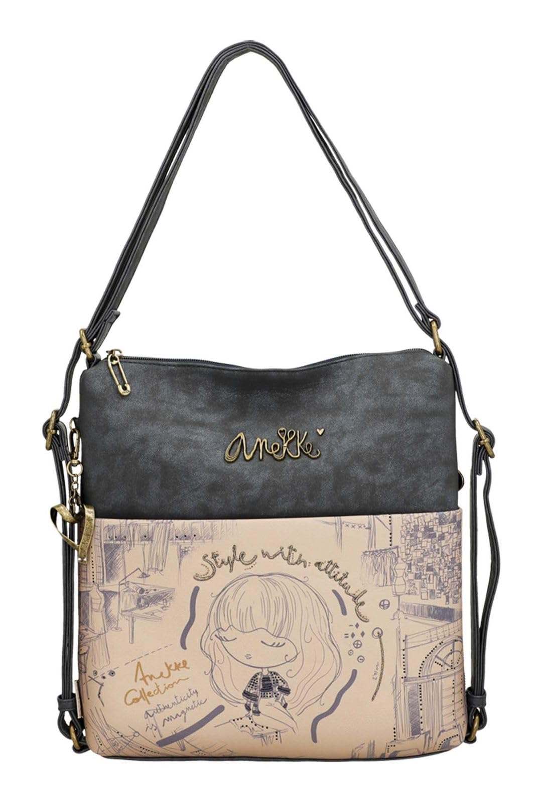 Anekke Schultertasche Rucksack Studio Bag Convertible Into Backpack Multicolor mehrfarbig
