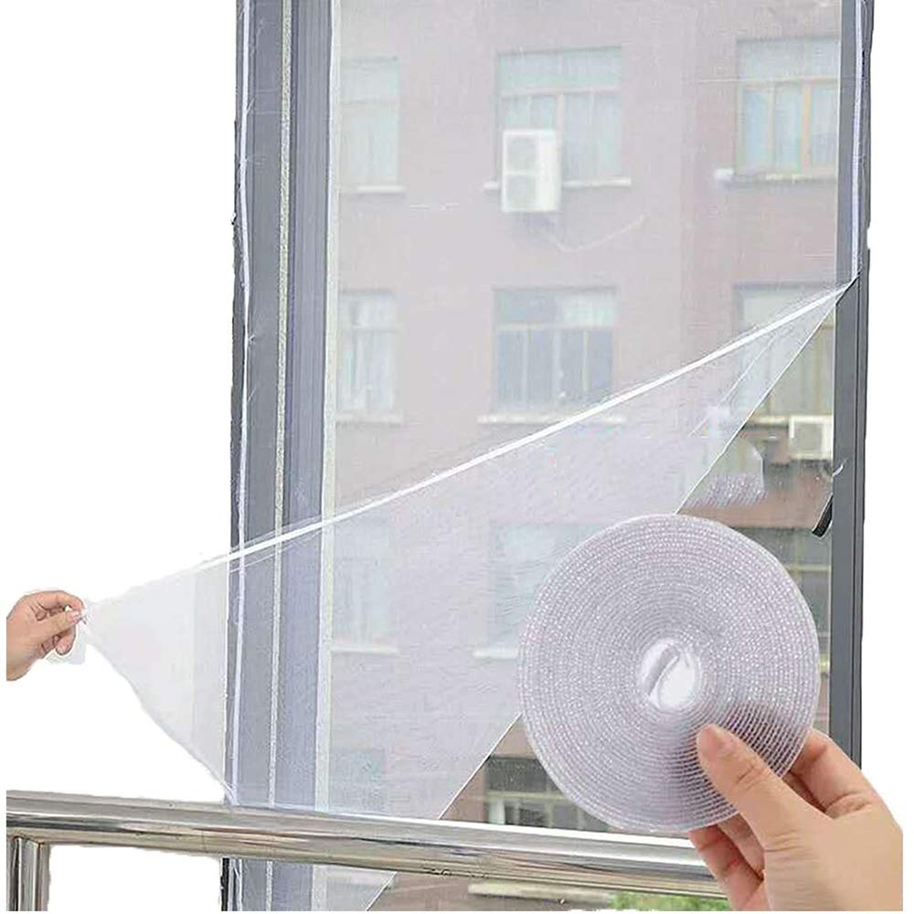 LJHSZ 2pcs DIY Self-Adhesive Window Screen Netting Mesh Curtain, 150X200cm (Approach 59.05x78.74 Inches), with Hook and Sticky Tape, Fitted to Multiple Windows