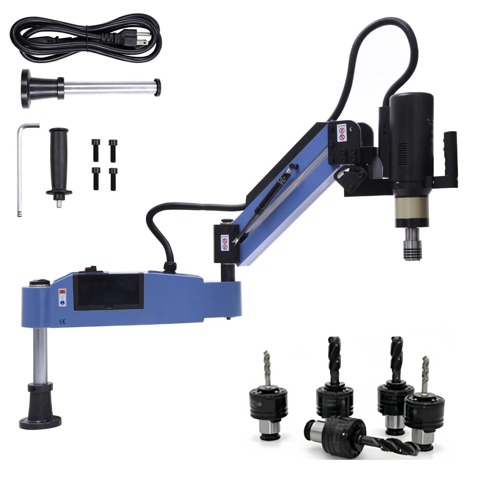WEIMILOR Electric Tapping Machine M3-M16, 360° Multi-directions Tapping Machine 0-375Rpm/Min, 8PCS Collets, for Machinery Manufacturing, Mould Machinery and Other Industries