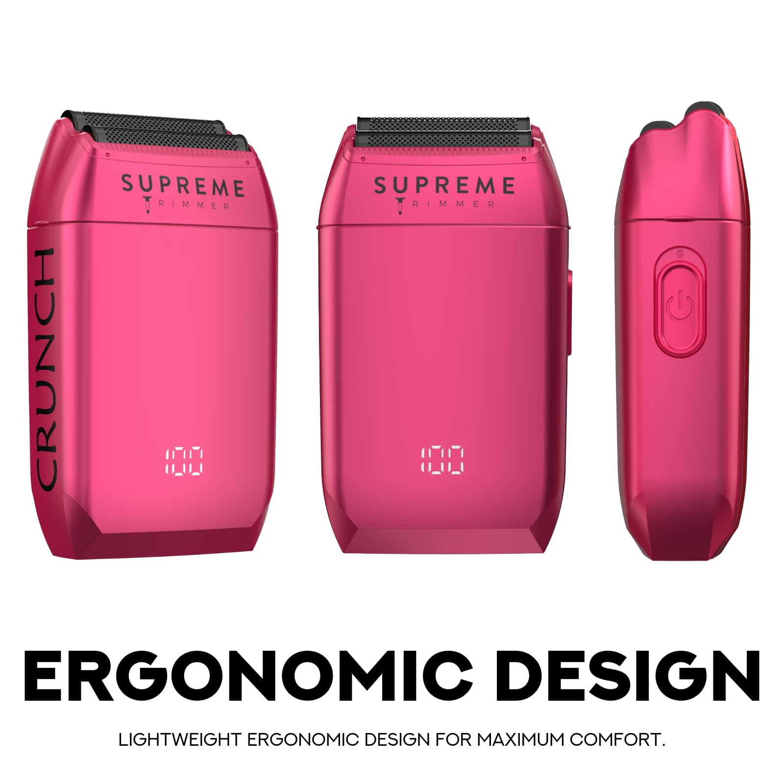 Supreme Trimmer STF602 Elektrorasierer für Herren, Nass-/Trockenrasierer für Herren, Schwarz – Crunch (Rosa)