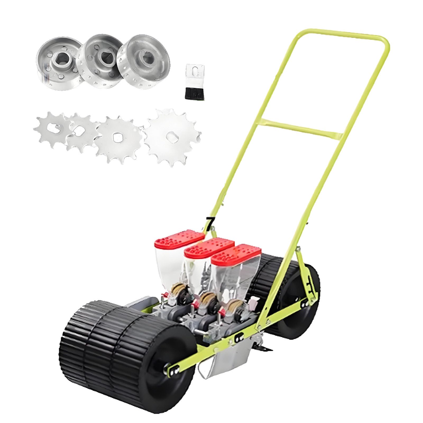SICWEDIM Garden Corn Soybean Seeder, Hand-Pushed Vegetable Planter, Agricultural Seeder for Flower and Vegetable Seeds (2–10mm), Adjustable Row Spacing, Plant Spacing (3Rows)