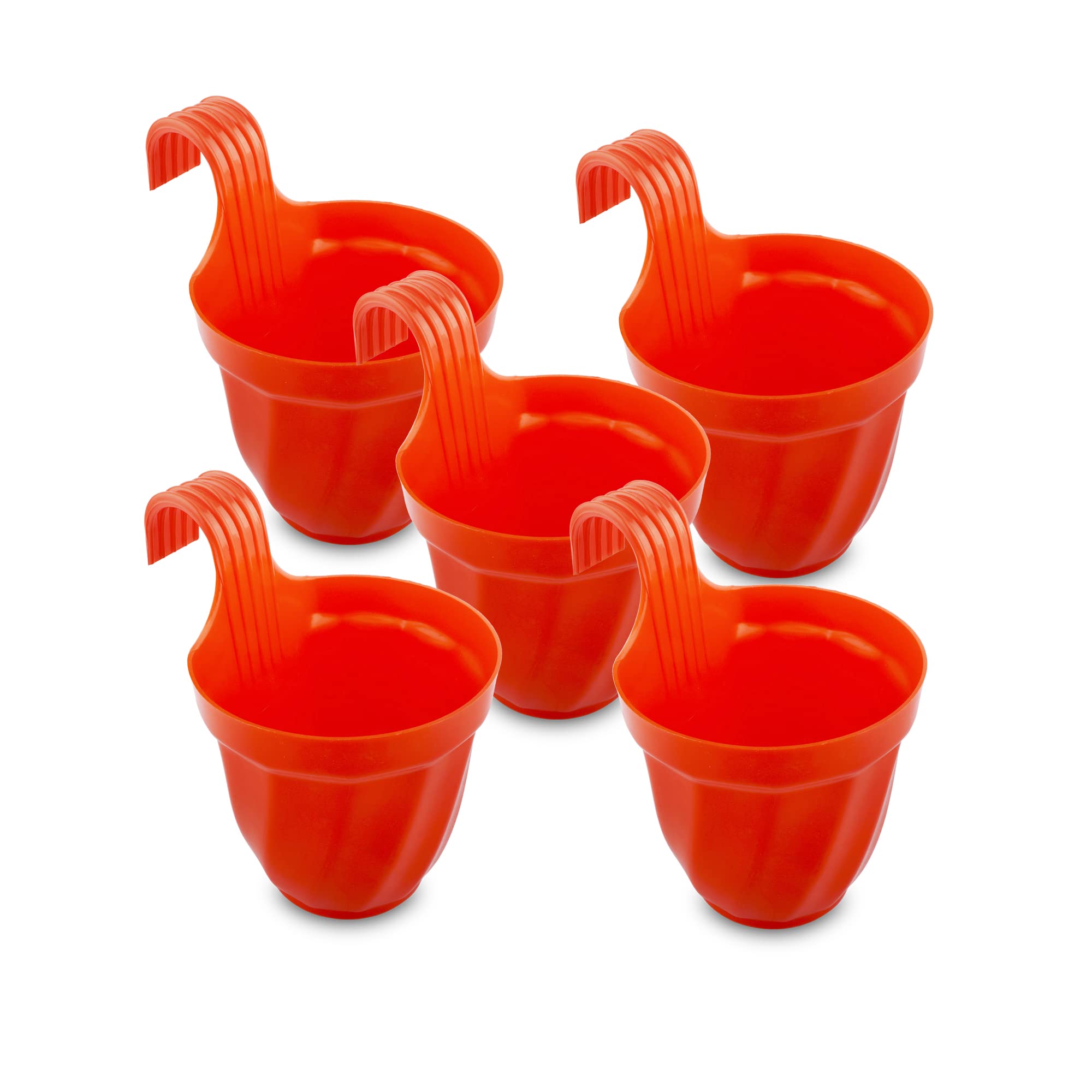 Crazy Pots Plastic Hanging Planters - Balcony Hook Pots - Made of Hard tensile Plastic, Glossy Finish - Set of 5 - 16.5 cm * 13.5 cm * 22.5 cm (L*W*H) (Red) (B09PVHYT11) Amazon Price History, Amazon Price Tracker