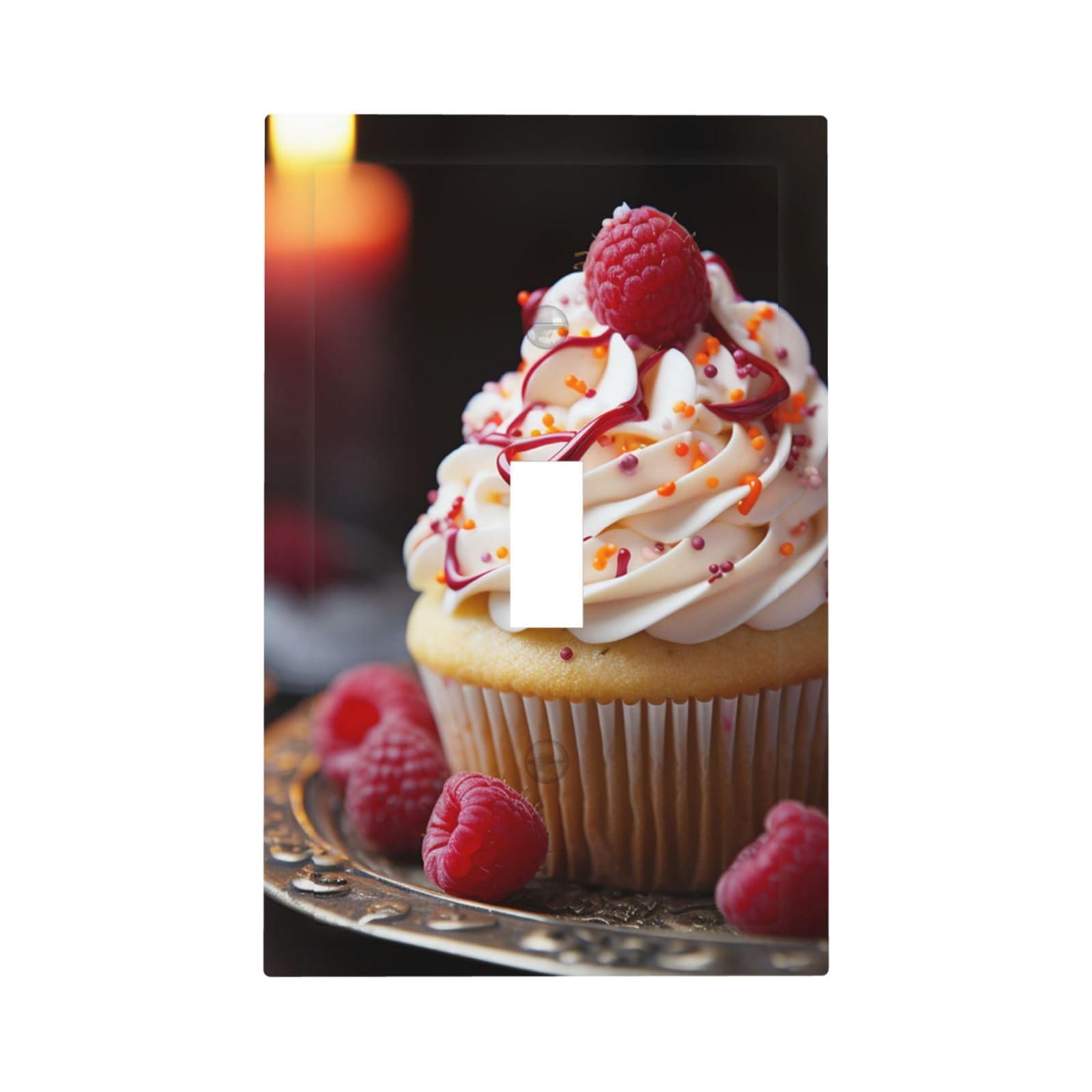 1-Gang Decorator Wall Plate Cupcake Dessert Light Switch Cover Single Gang Receptacle Outlet Wall Plate Mid Size 5" x 3" Wallplate Unbreakable Polycarbonate Outlet Faceplates Covers