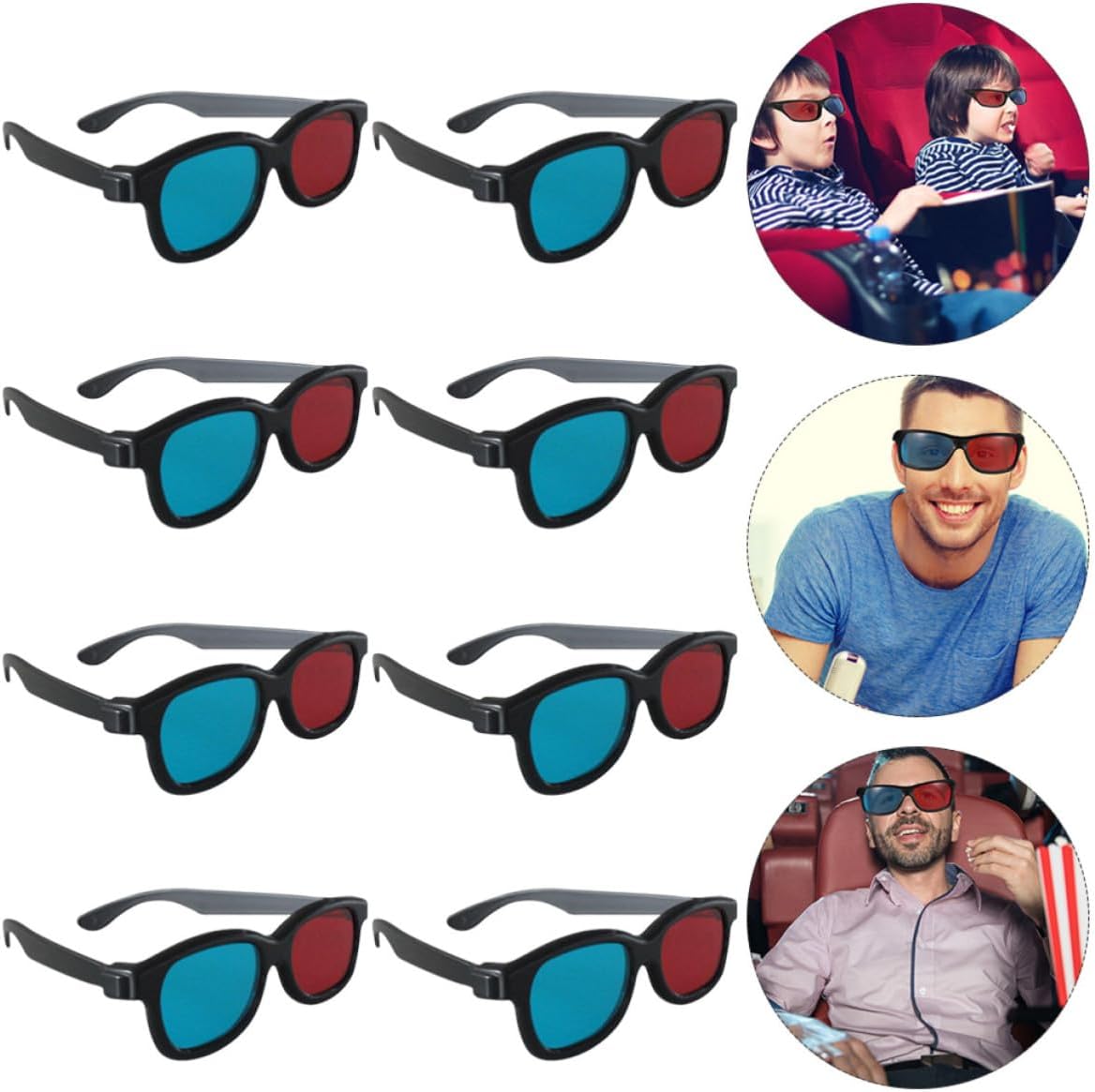 20pcs Red Blue 3D Movie Glasses Plastic Frame Skin-Friendly Stereoscopic Glasses for Adults and Outdoor Viewing and Home Use