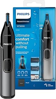 Philips Nose Trimmer Series 3000, Nose, Ear & Eyebrow Trimmer with Protective Guard System & Travel Pouch, NT3650/26