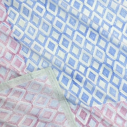 Image of TOAI Hand Block Printed Jaipuri Bedsheet | Bed Sheet Flatsheet | Pure Cotton | Single Size 60 inchx90 inch | 300 TC Bedsheets | Includes 1 Pillow Cover |Vintage Lines Checks |Blue Pink