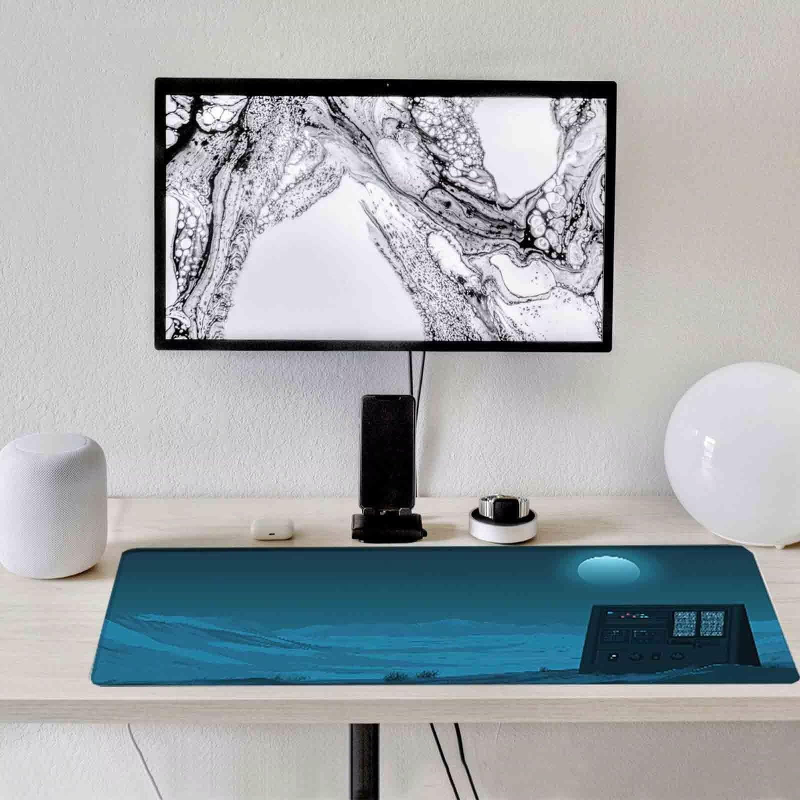 Czarna podkładka pod mysz nocny widok XXL podkładka pod mysz 1000 x 500 mm z zszytymi krawędziami i antypoślizgową gumową podstawą podkładka pod mysz XXL do komputera, laptopa, akcesoria biurowe l1318